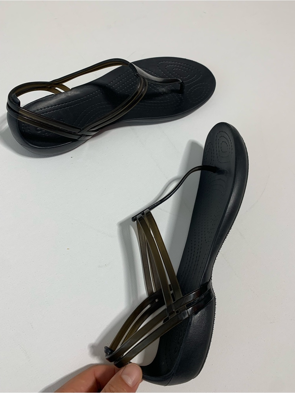 CROCS ISABELLA T-Strap Women’s Size 8 Slip On Jelly Thong Sandals in Black - Picture 5 of 5